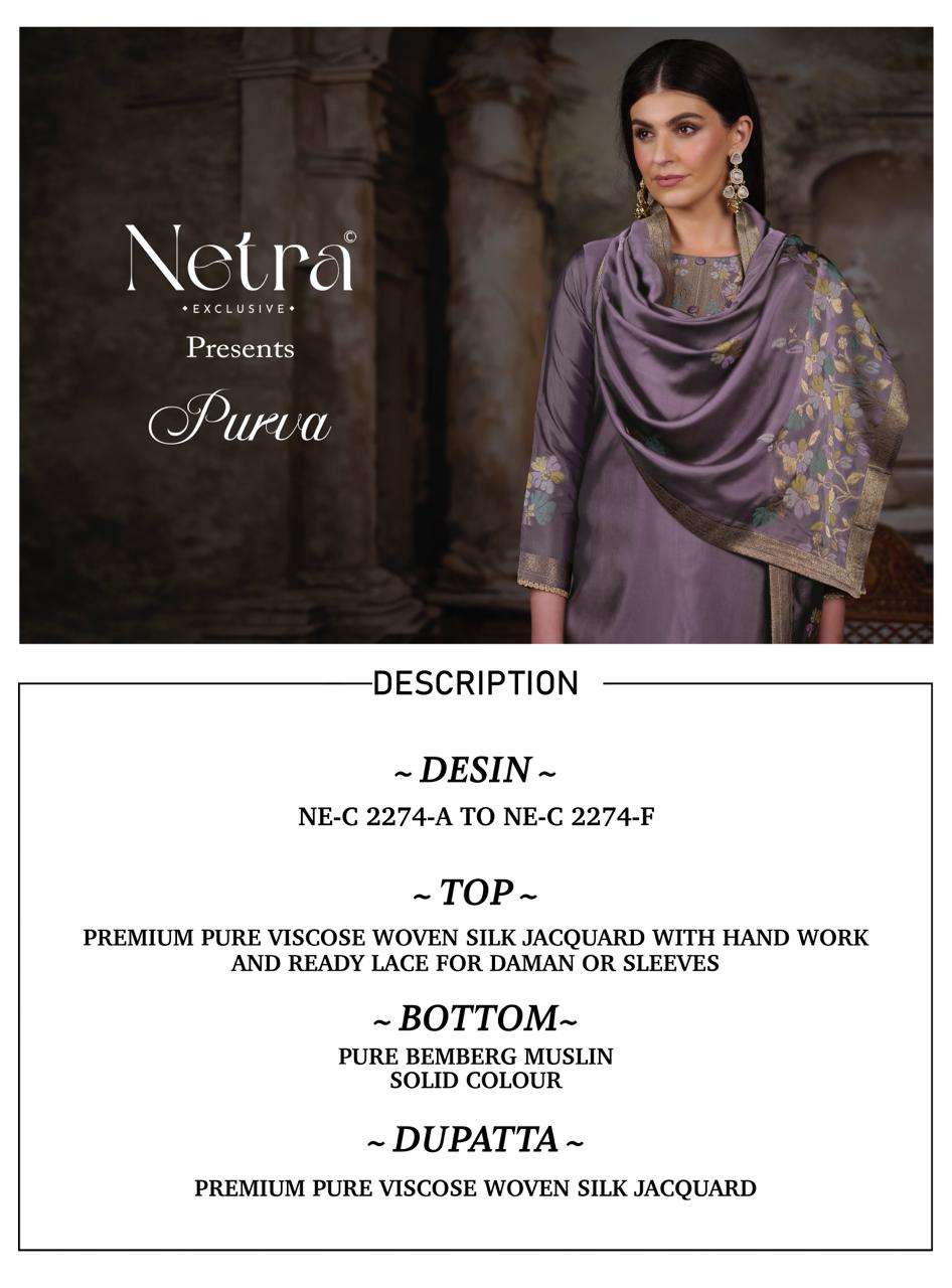 Netra Exclusive Purva Designer Viscose Silk Jacquard Suit Set