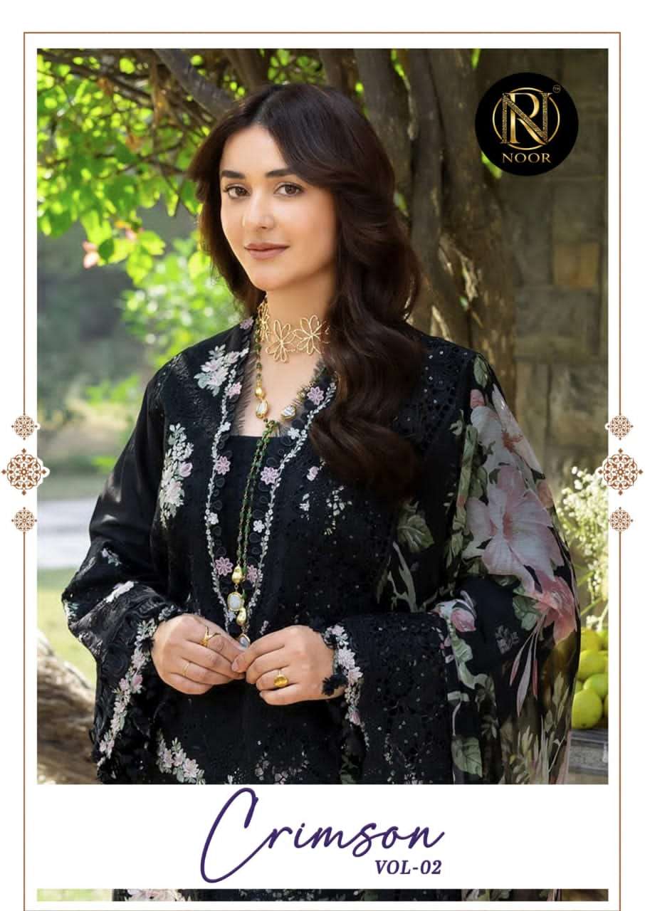 Noor Crimson Vol 2 Pure Heavy Lawn Cotton Dress Material