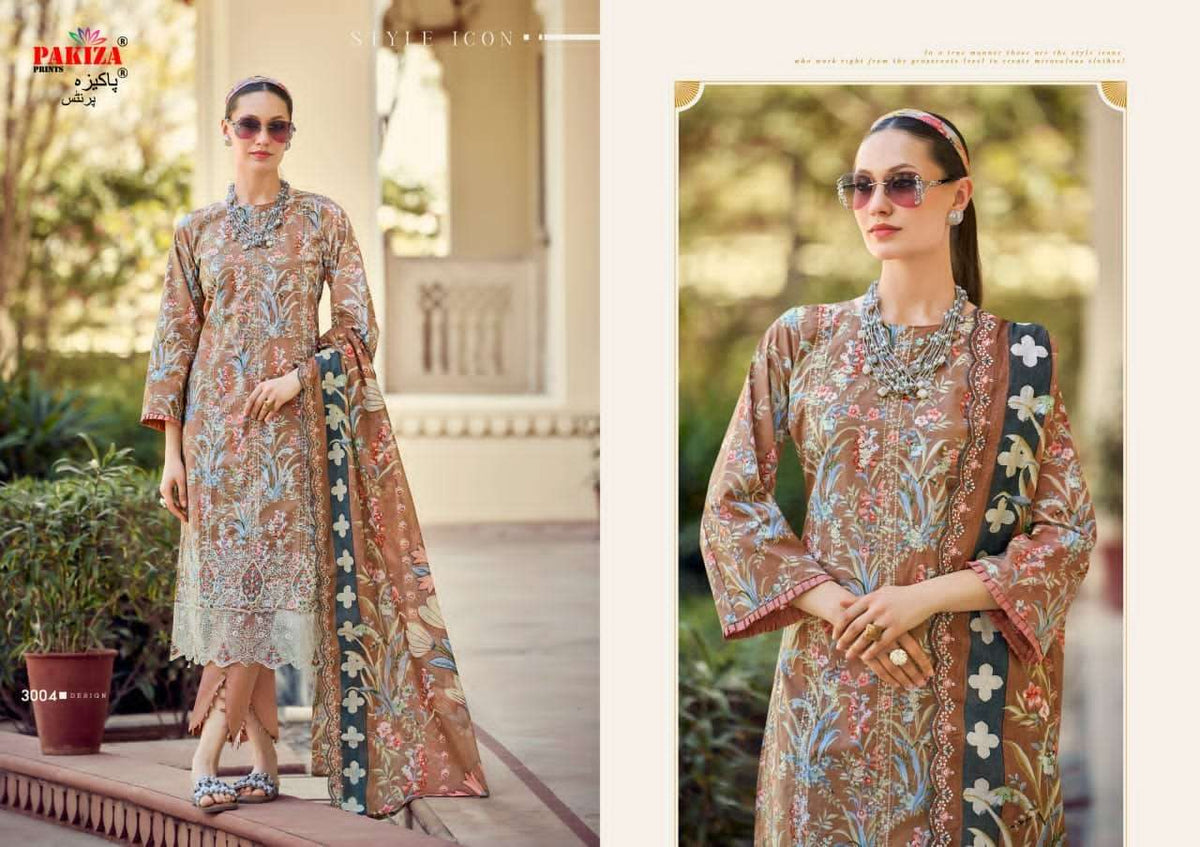 Pakiza Prints Haya Vol 30 Kashmiri Style Lawn Cotton Suit - Amrah Wholesale