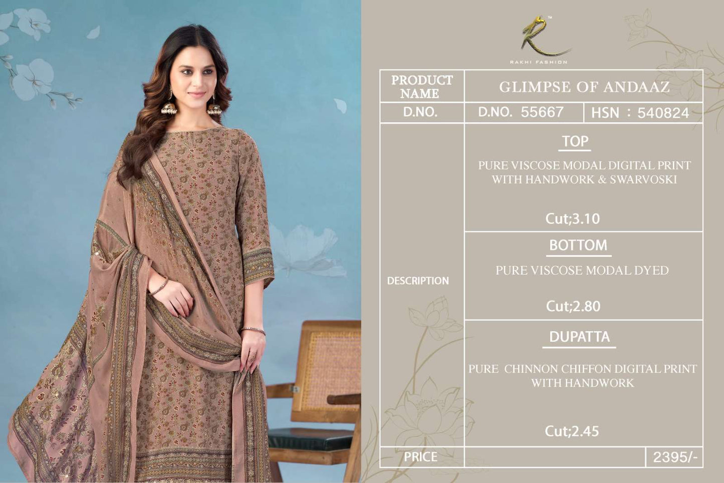 Rakhi Fashion Glimpse Of Andaaz 55667 Viscose Modal Dress Material - Amrah Wholesale