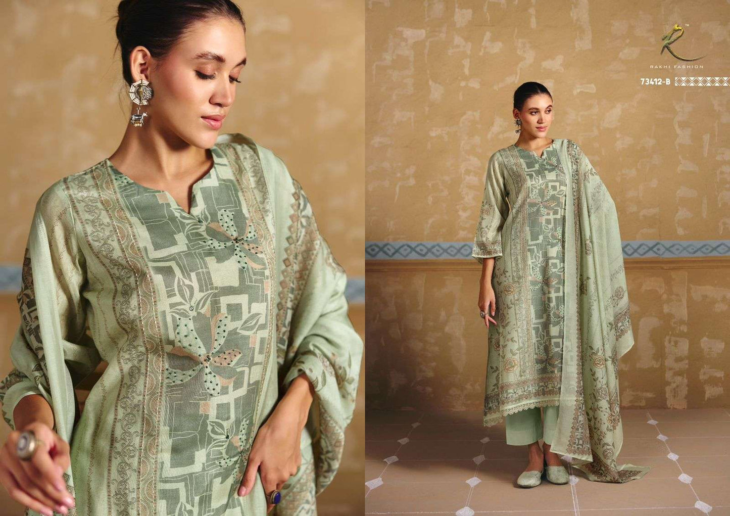 Rakhi Fashion Summer Galaxy 73142 Banarasi Chanderi Dress Material Wholesale - Amrah Wholesale