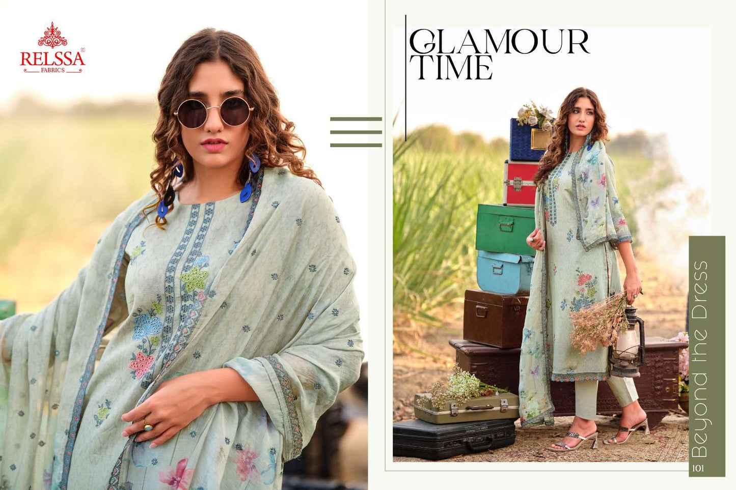 Relssa Fabrics Akira Superior Cotton Embroidered Dress Material