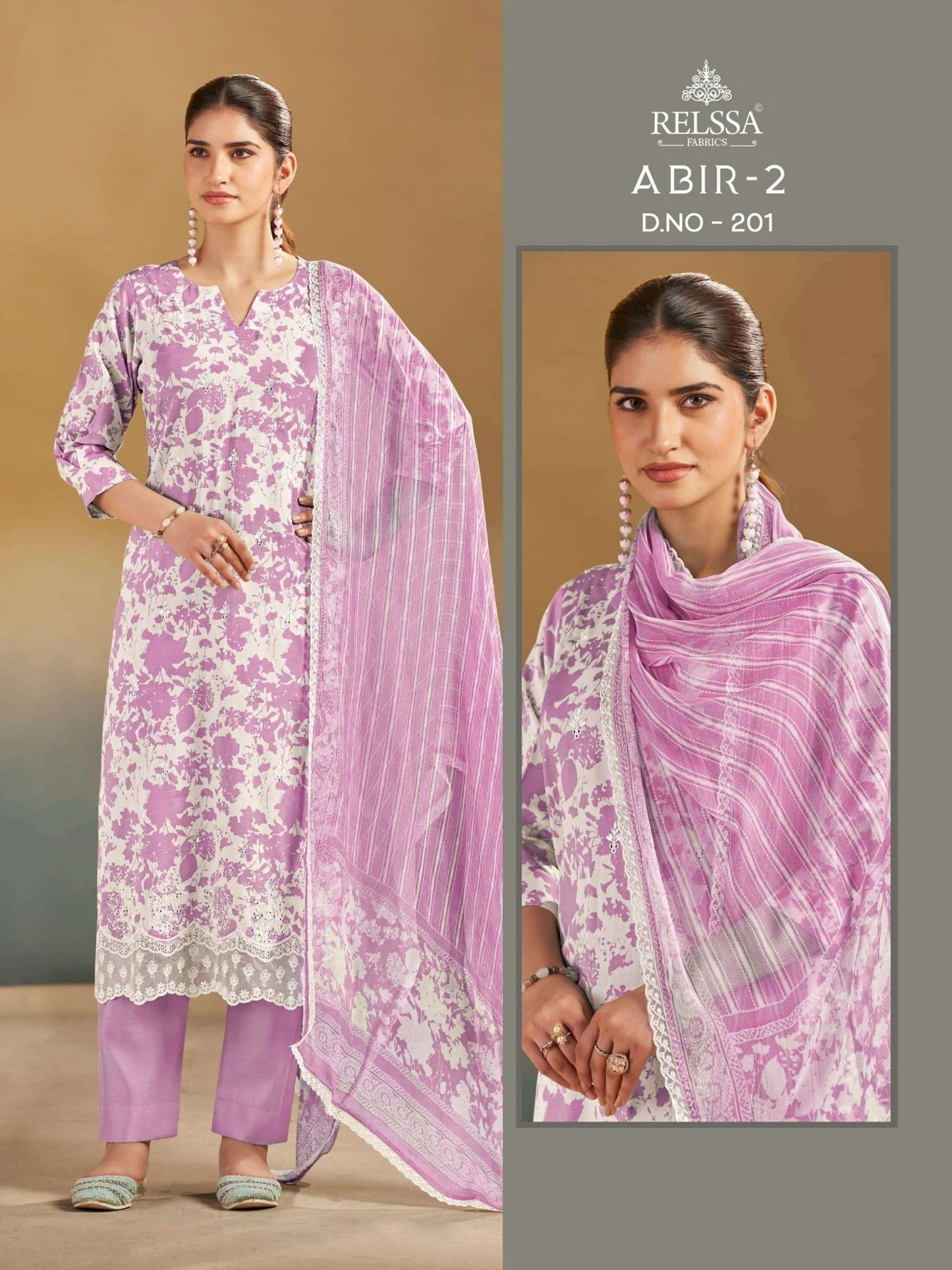 Relssa Fabrics Abir Vol 2 Pure Giza Satin Digital Printed Dress Material - Amrah Wholesale