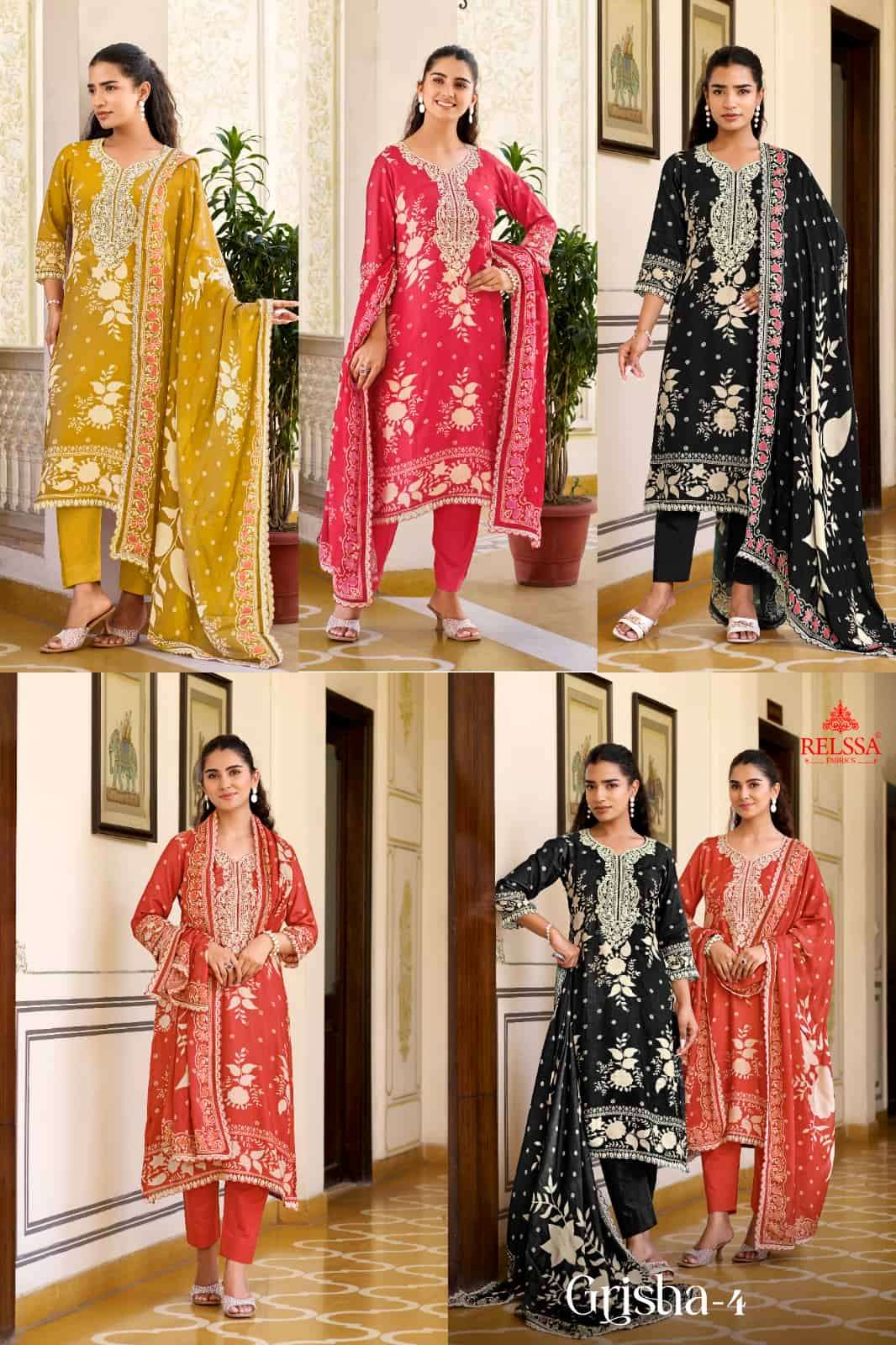 Relssa Fabrics Grisha Vol 4 Masakali Embroidered Dress Material - Amrah Wholesale