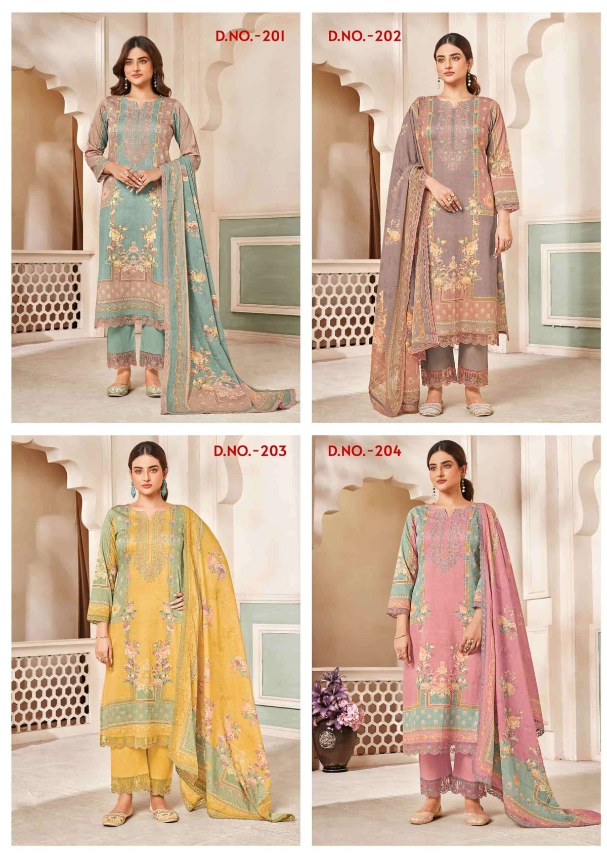 Relssa Fabrics Ombre Vol 2 Premium Giza Satin Dress Material - Amrah Wholesale
