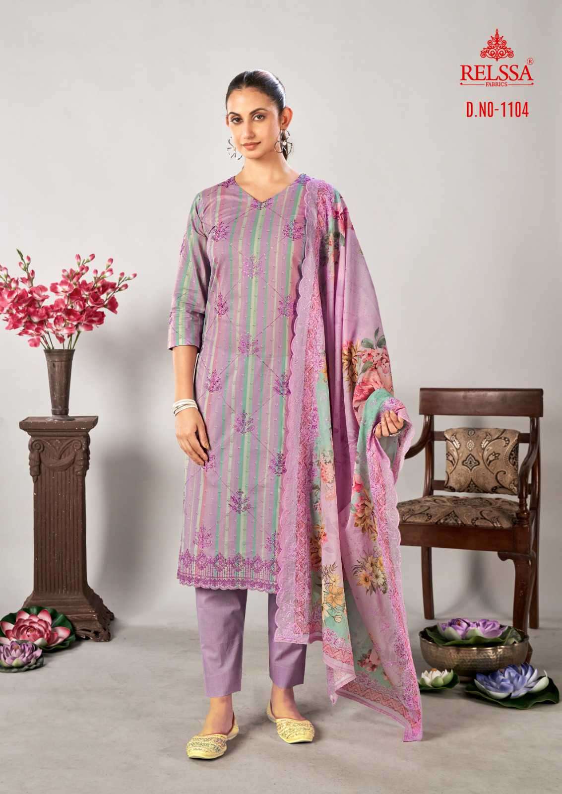 Relssa Fabrics Rubi Vol 11 Cotton Embroidered Dress Material - Amrah Wholesale