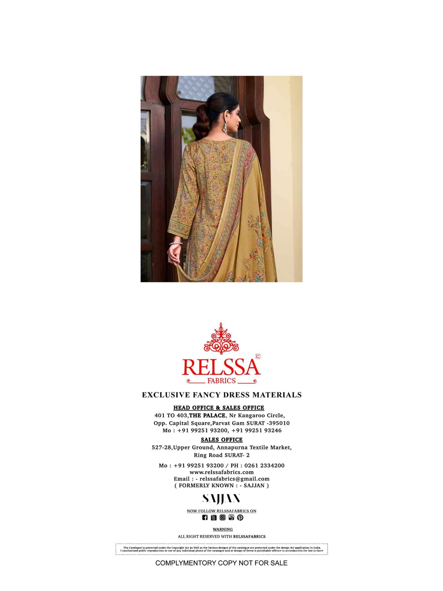 Relssa Fabrics Rooz Muslin Embroidered Digital Printed Dress Material