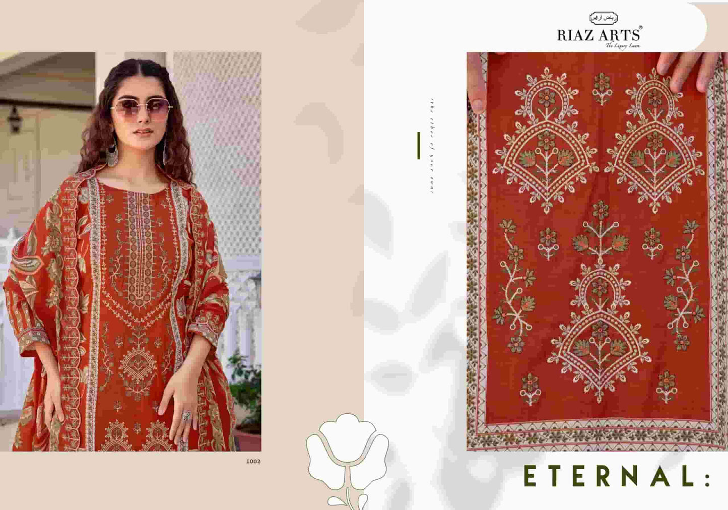Riaz Arts Abu Rehan Exclusive Lawn Cotton Embroidery Suit