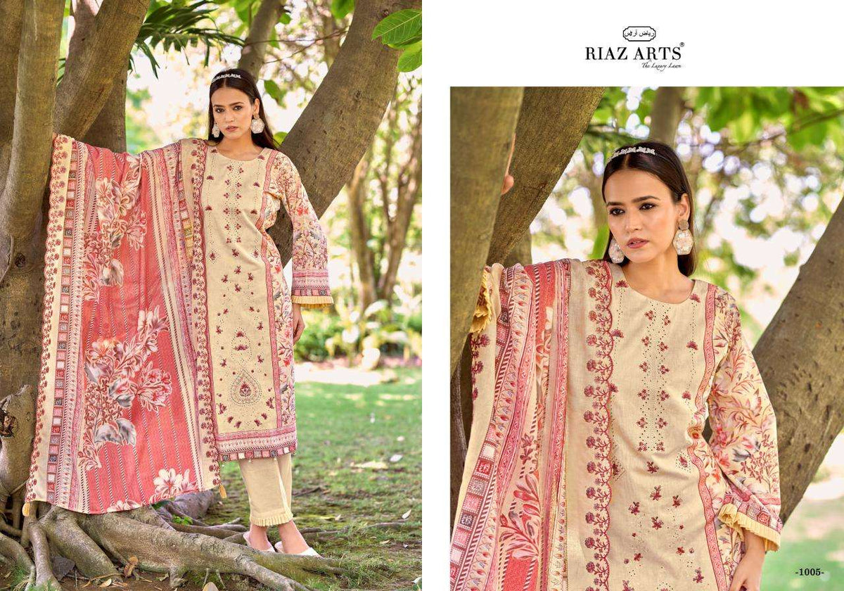 RIAZ ARTS BIN SAEED VOL-17 Cambric Cotton Embroidered Dress Material