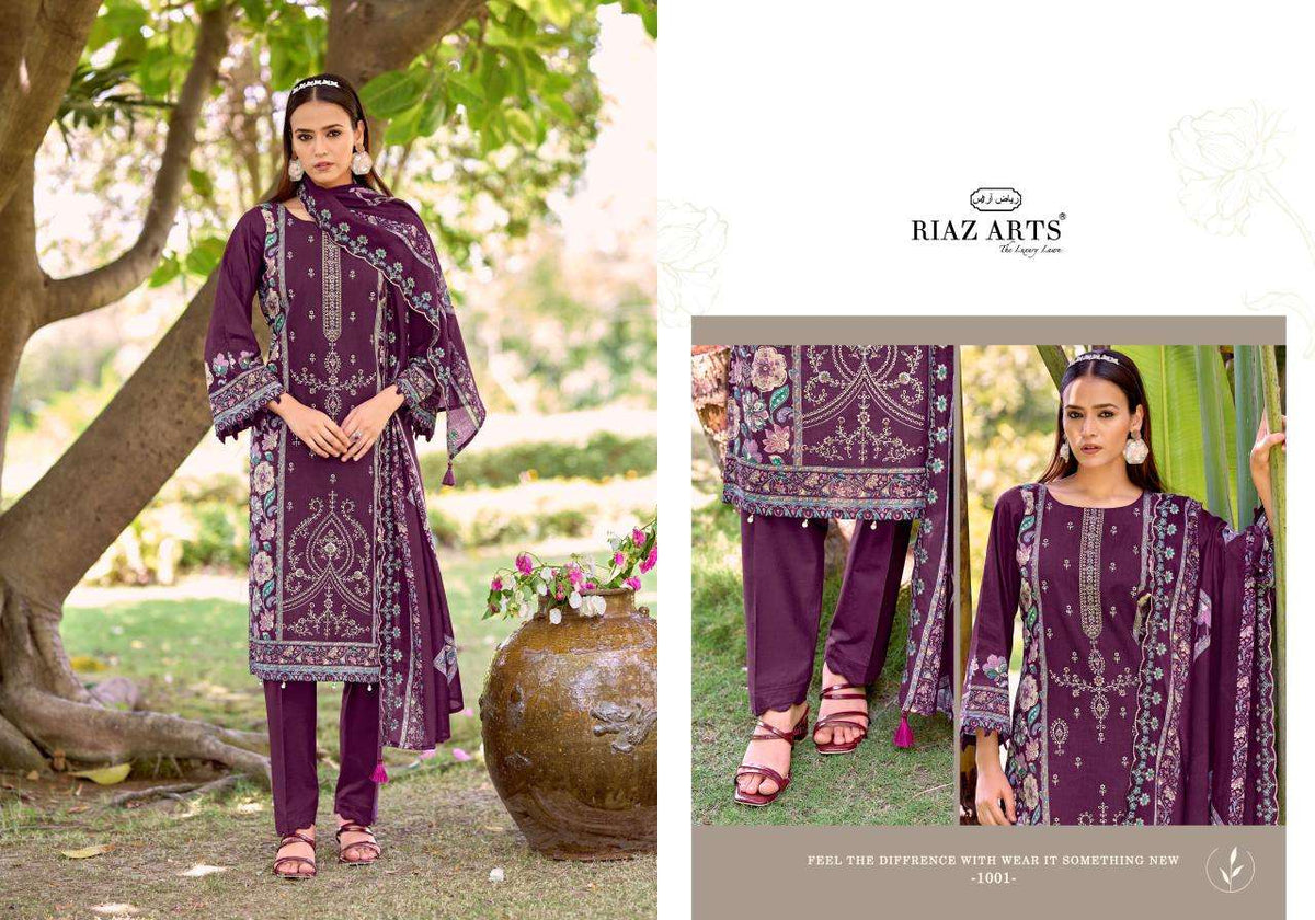 RIAZ ARTS BIN SAEED VOL-17 Cambric Cotton Embroidered Dress Material