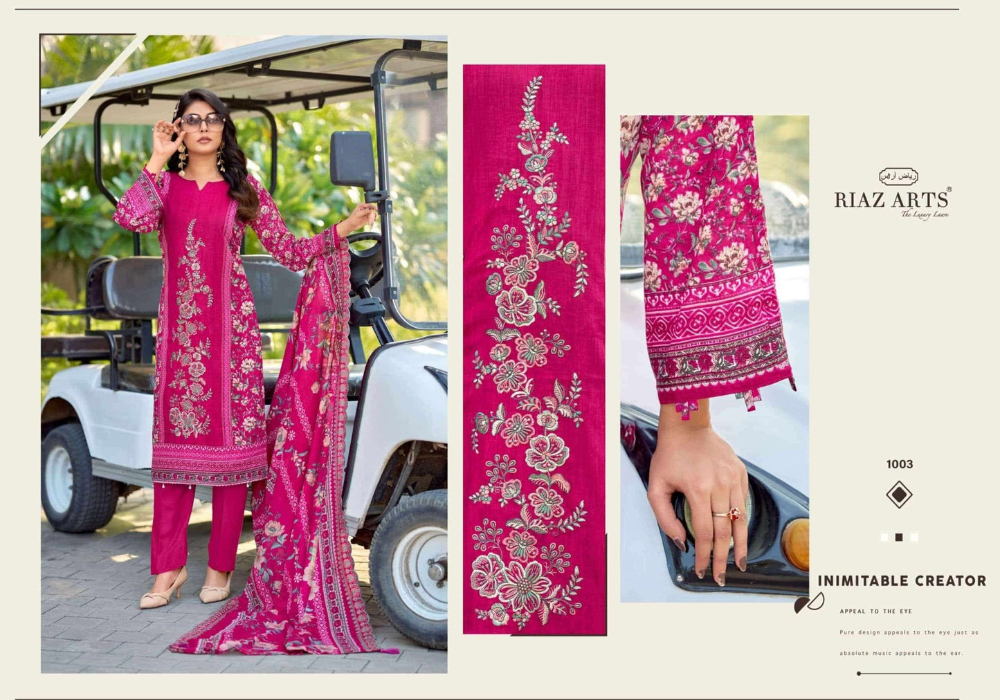 Riaz Arts Nawazish Vol 3 Lawn Cotton Heavy Embroidered Pakistani Suit - Amrah Wholesale