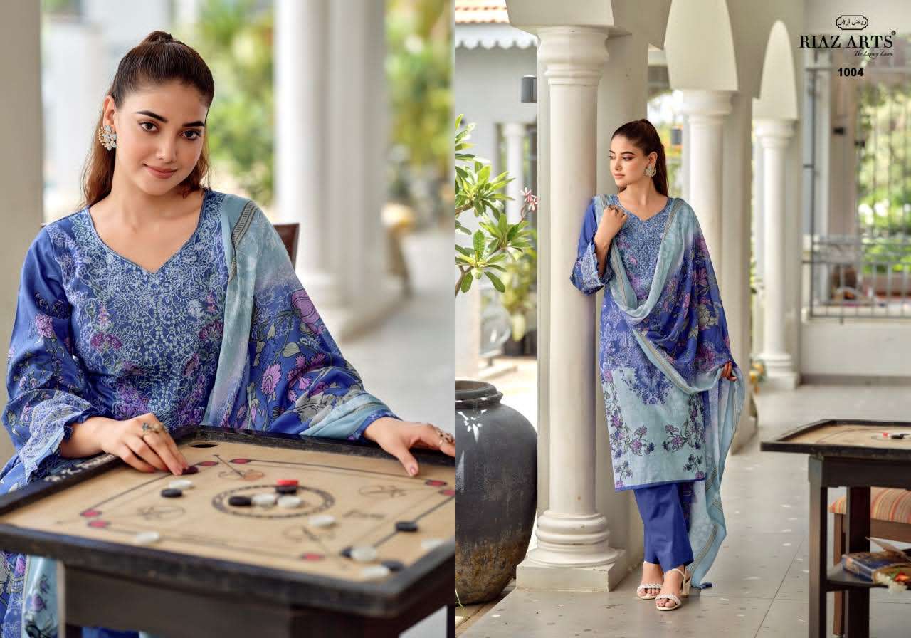 Riaz Arts Nayra Vol 42 Pure Cotton Embroidered Dress Material - Amrah Wholesale