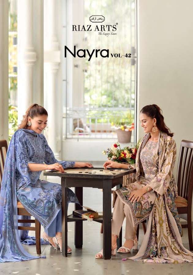 Riaz Arts Nayra Vol 42 Pure Cotton Embroidered Dress Material - Amrah Wholesale