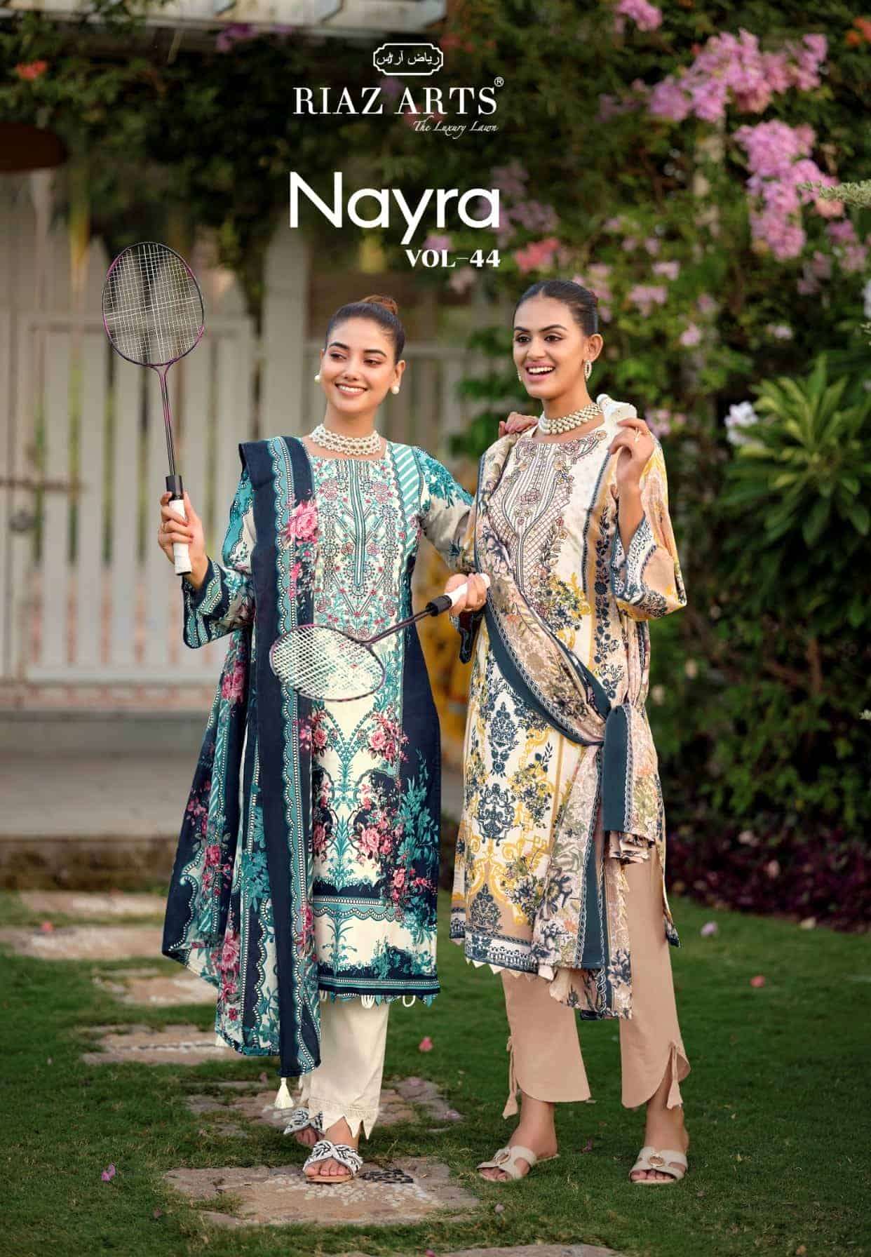 Riaz Arts Nayra Vol 44 Pure Cotton Embroidered Dress Material