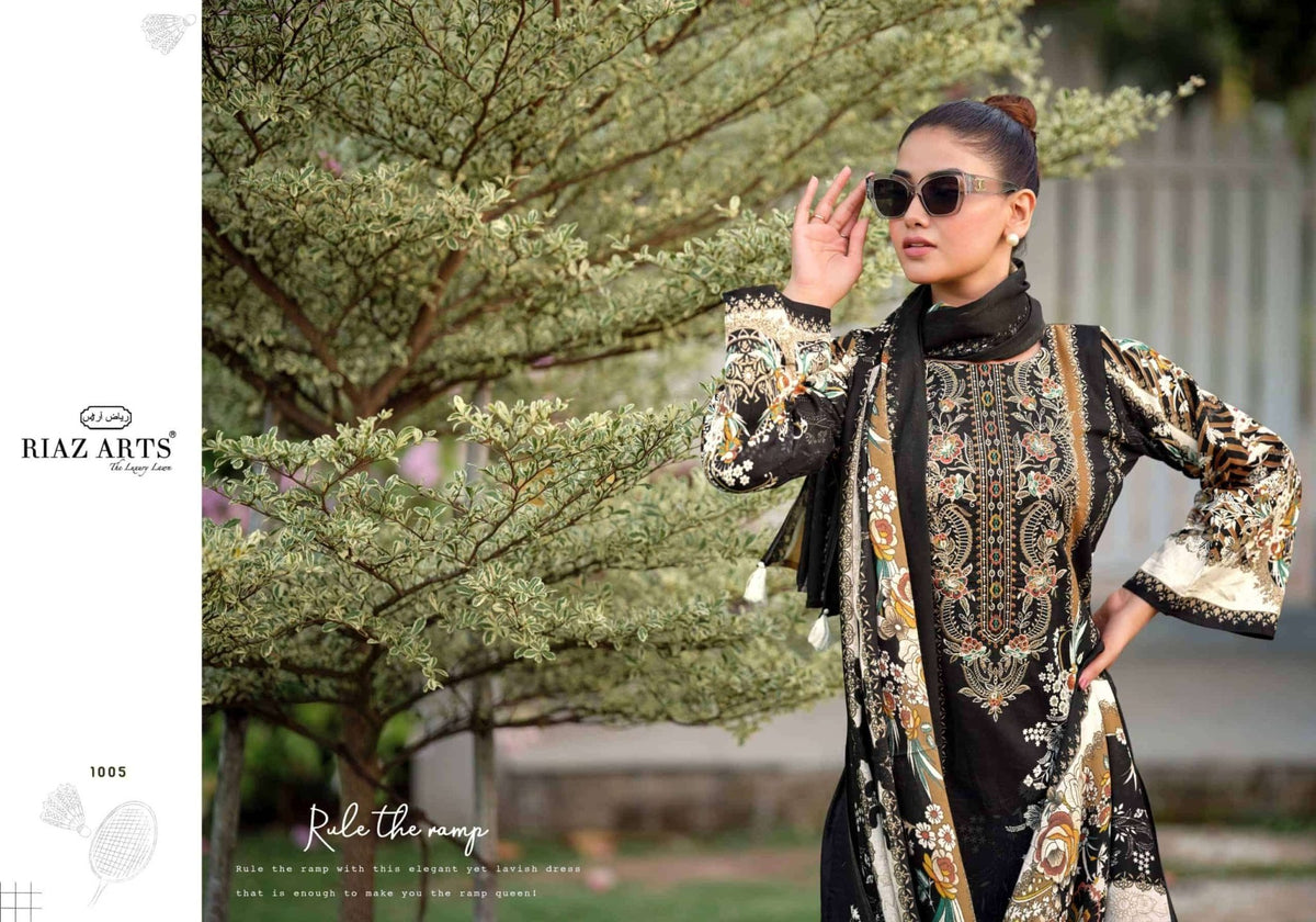 Riaz Arts Nayra Vol 44 Pure Cotton Embroidered Dress Material - Amrah Wholesale
