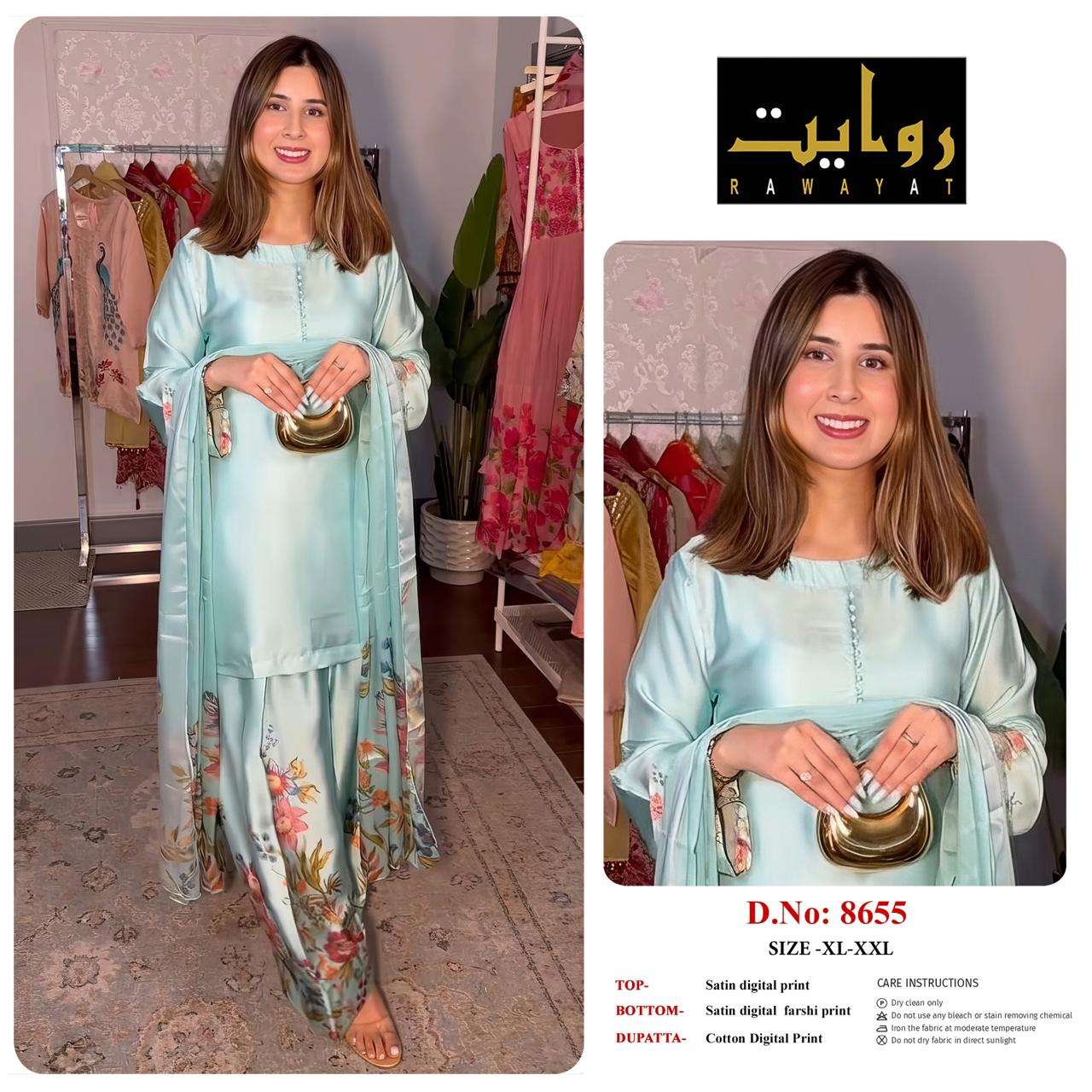 RIWAYAT 8613 to 8666 Satin Printed Premium Dresses