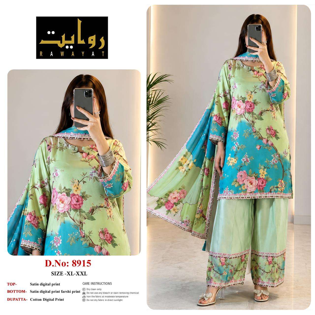 Riwayat 8903 To 8942 Satin Printed Premium Dresses