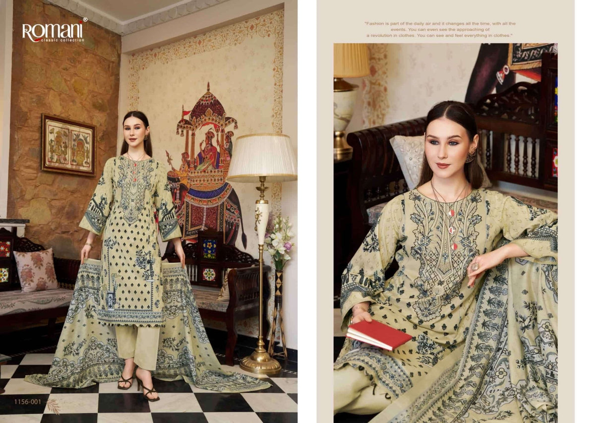 Romani Aarzu Vol 35 Soft Cotton Digital Printed Embroidered Dress Material - Amrah Wholesale
