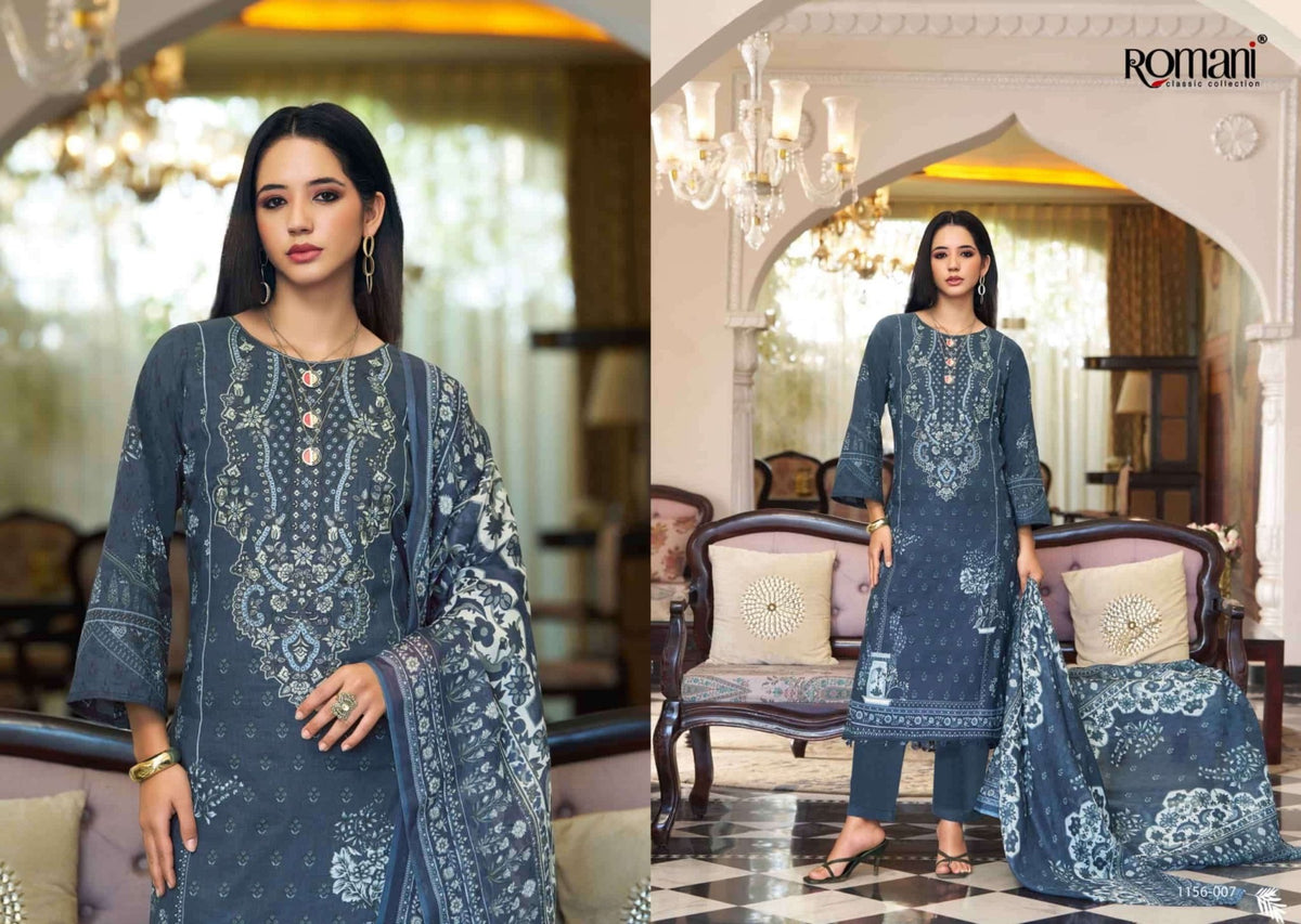 Romani Aarzu Vol 35 Soft Cotton Digital Printed Embroidered Dress Material - Amrah Wholesale