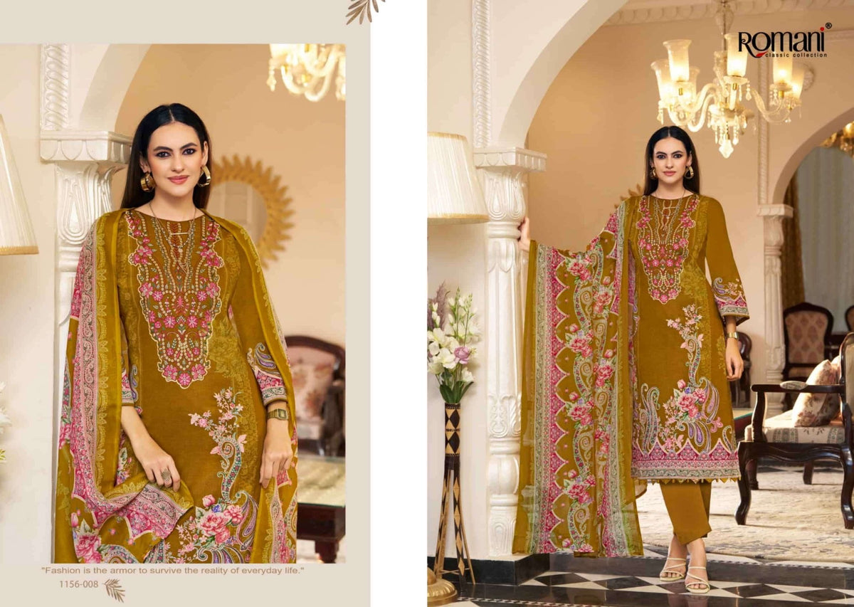 Romani Aarzu Vol 35 Soft Cotton Digital Printed Embroidered Dress Material - Amrah Wholesale