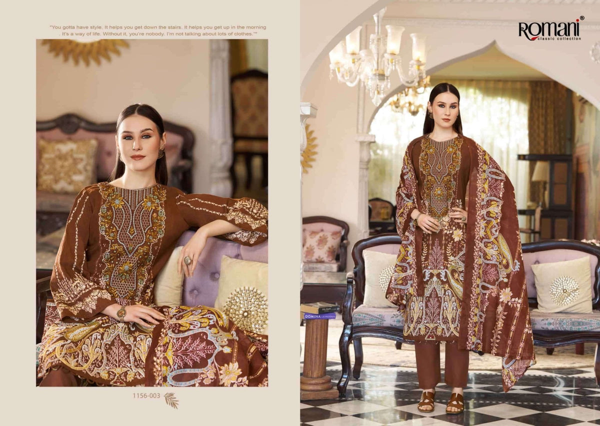 Romani Aarzu Vol 35 Soft Cotton Digital Printed Embroidered Dress Material - Amrah Wholesale