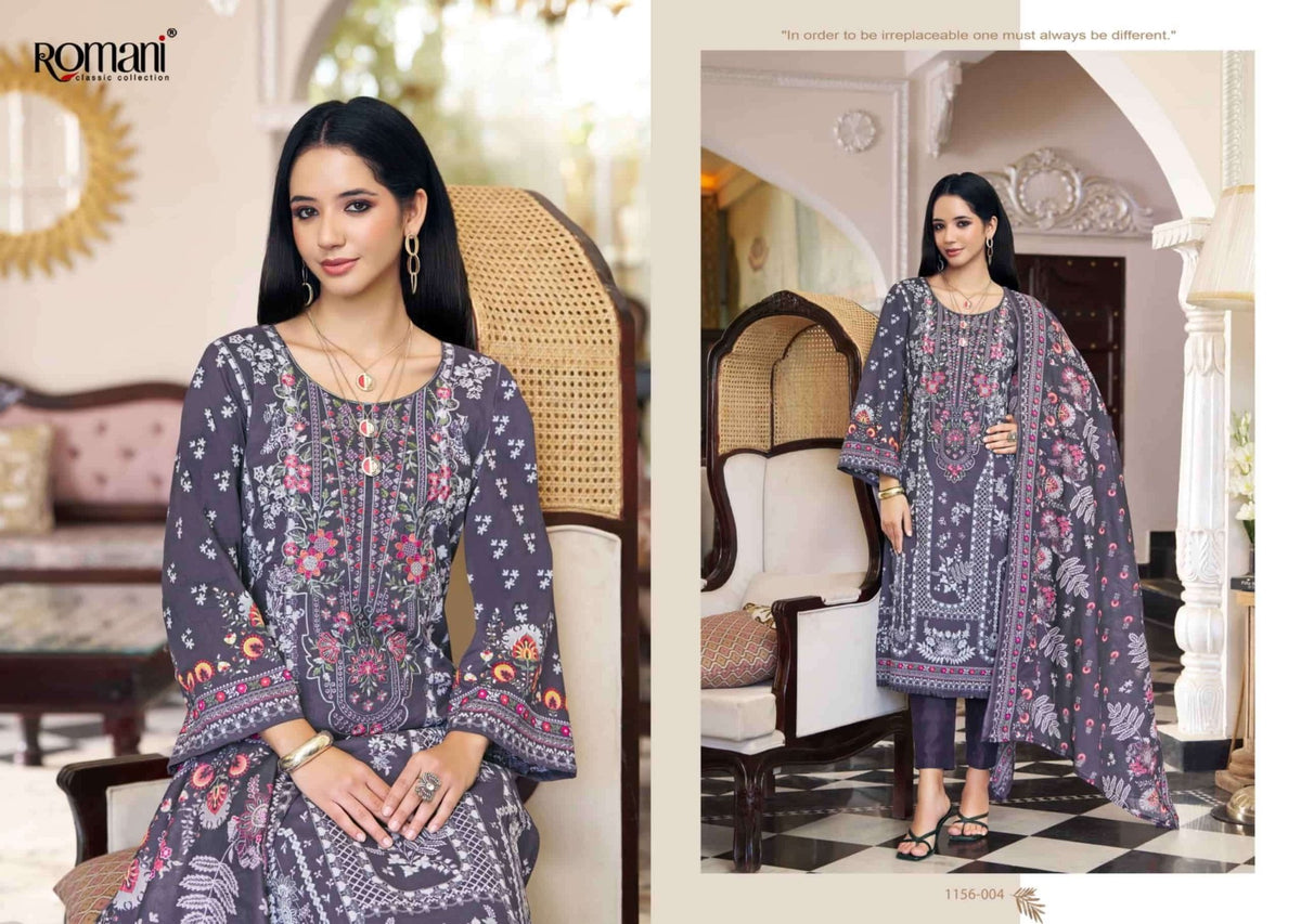 Romani Aarzu Vol 35 Soft Cotton Digital Printed Embroidered Dress Material - Amrah Wholesale