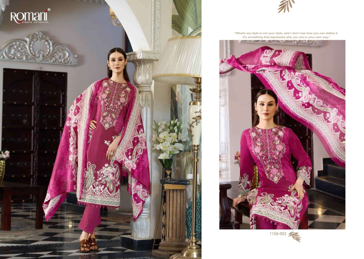Romani Aarzu Vol 35 Soft Cotton Digital Printed Embroidered Dress Material - Amrah Wholesale
