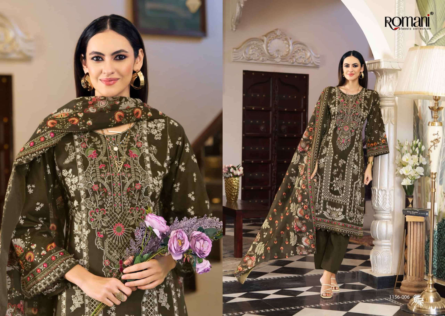 Romani Aarzu Vol 35 Soft Cotton Digital Printed Embroidered Dress Material