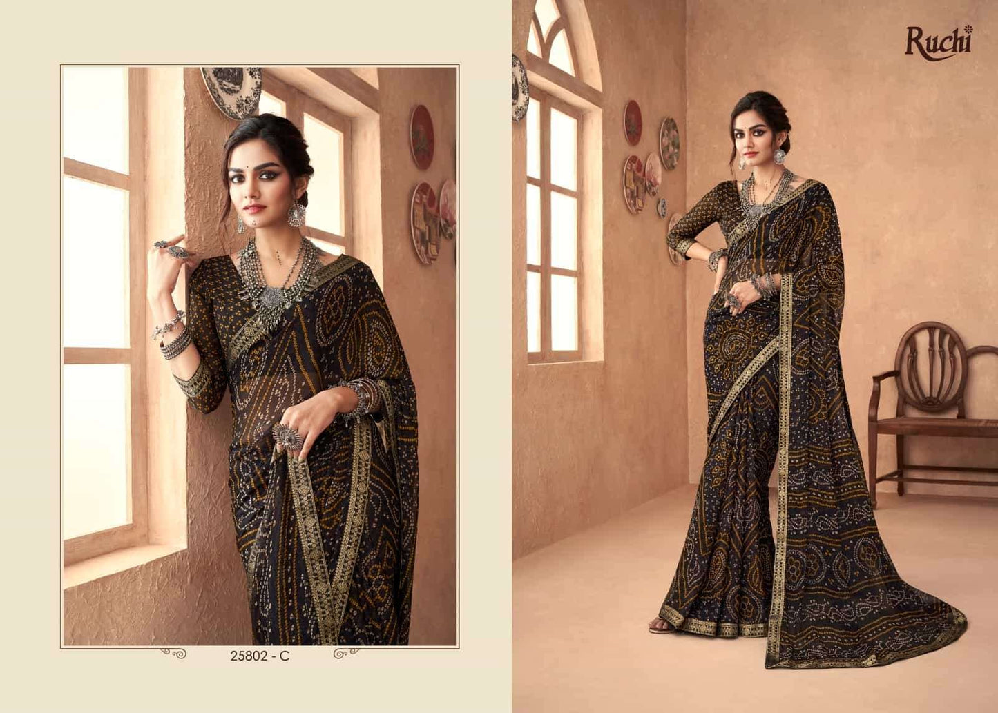 Ruchi Saree Simayaa Vol 18 Chiffon Bandhani Saree