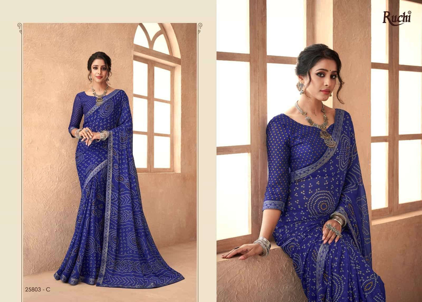Ruchi Saree Simayaa Vol 18 Chiffon Bandhani Saree