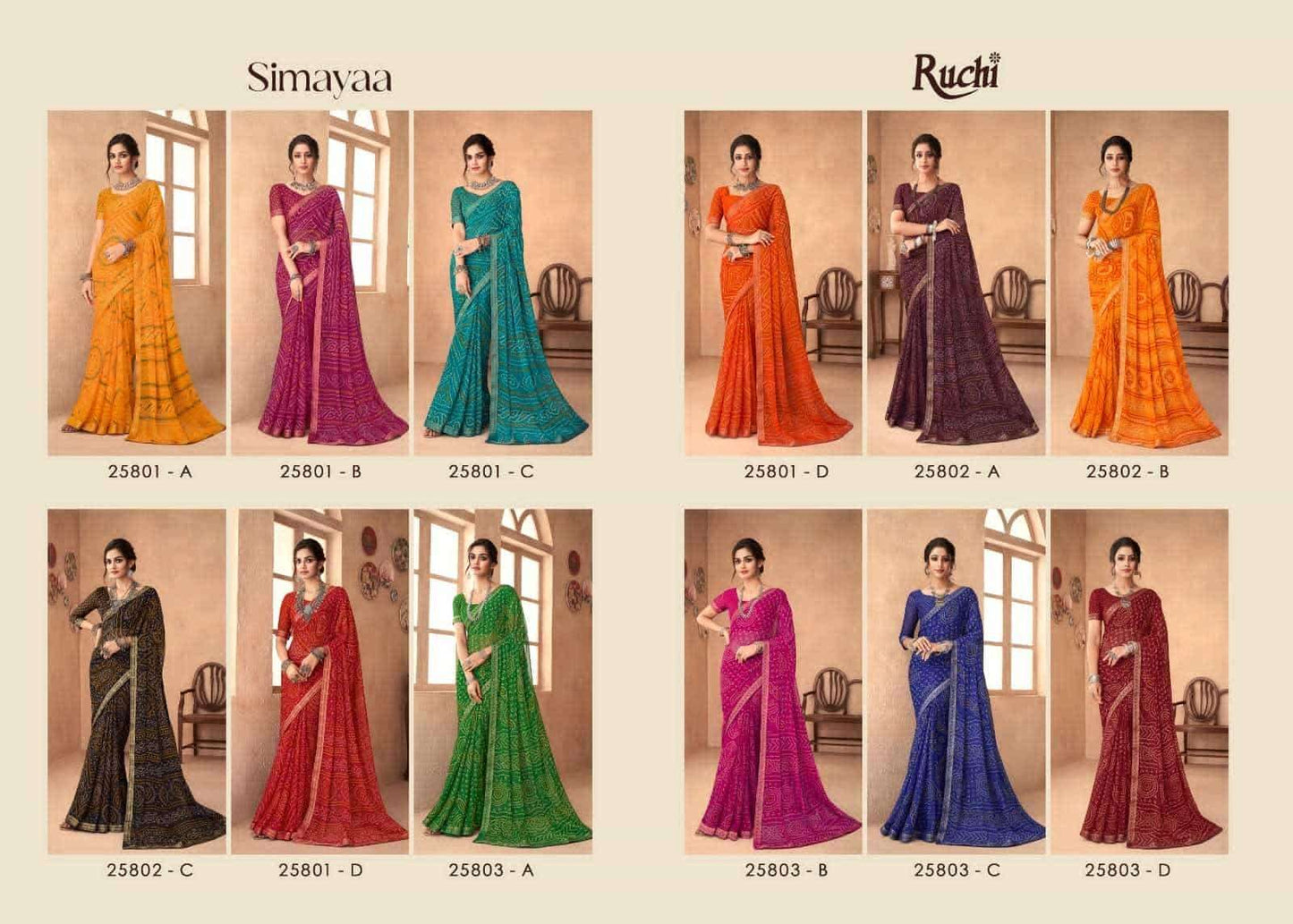 Ruchi Saree Simayaa Vol 18 Chiffon Bandhani Saree