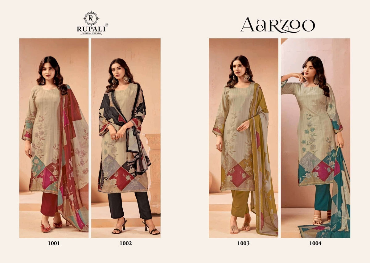 Rupali Fashion Aarzoo Viscose Muslin Dress Material - Amrah Wholesale