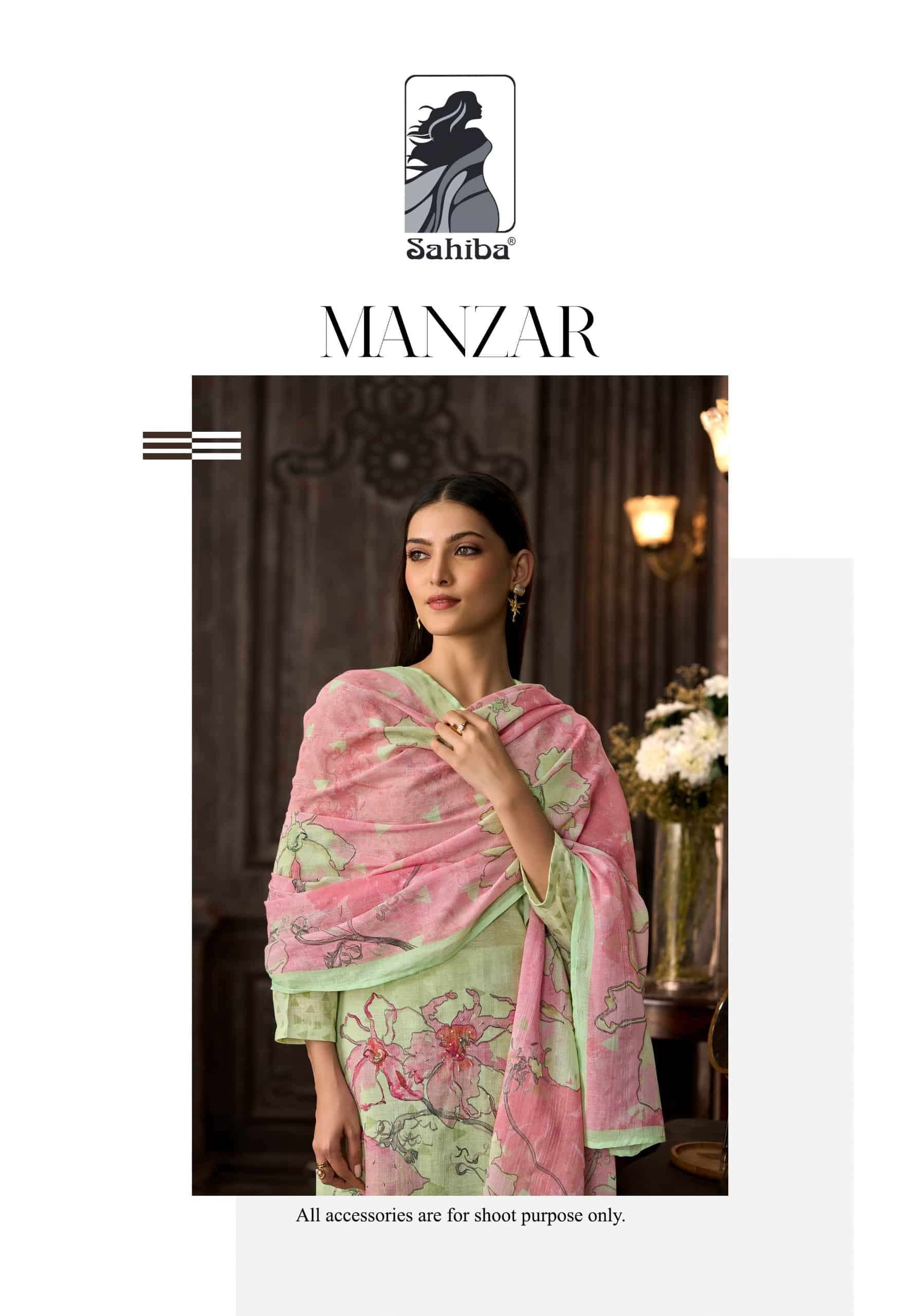 Sahiba Manzar Pure Cotton Linen Dress Material