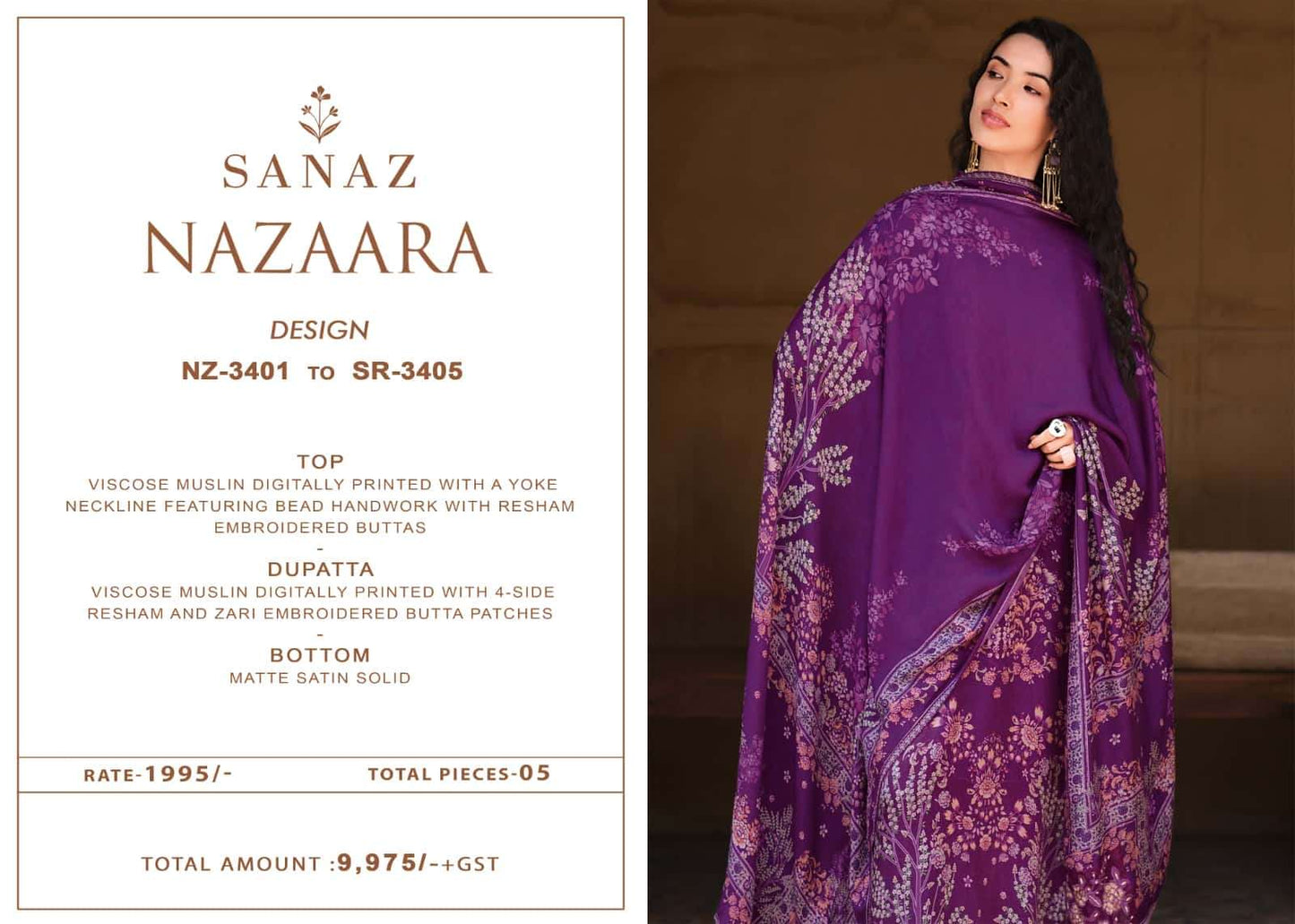 Sanaz Nazaara Viscose Muslin Dress Material