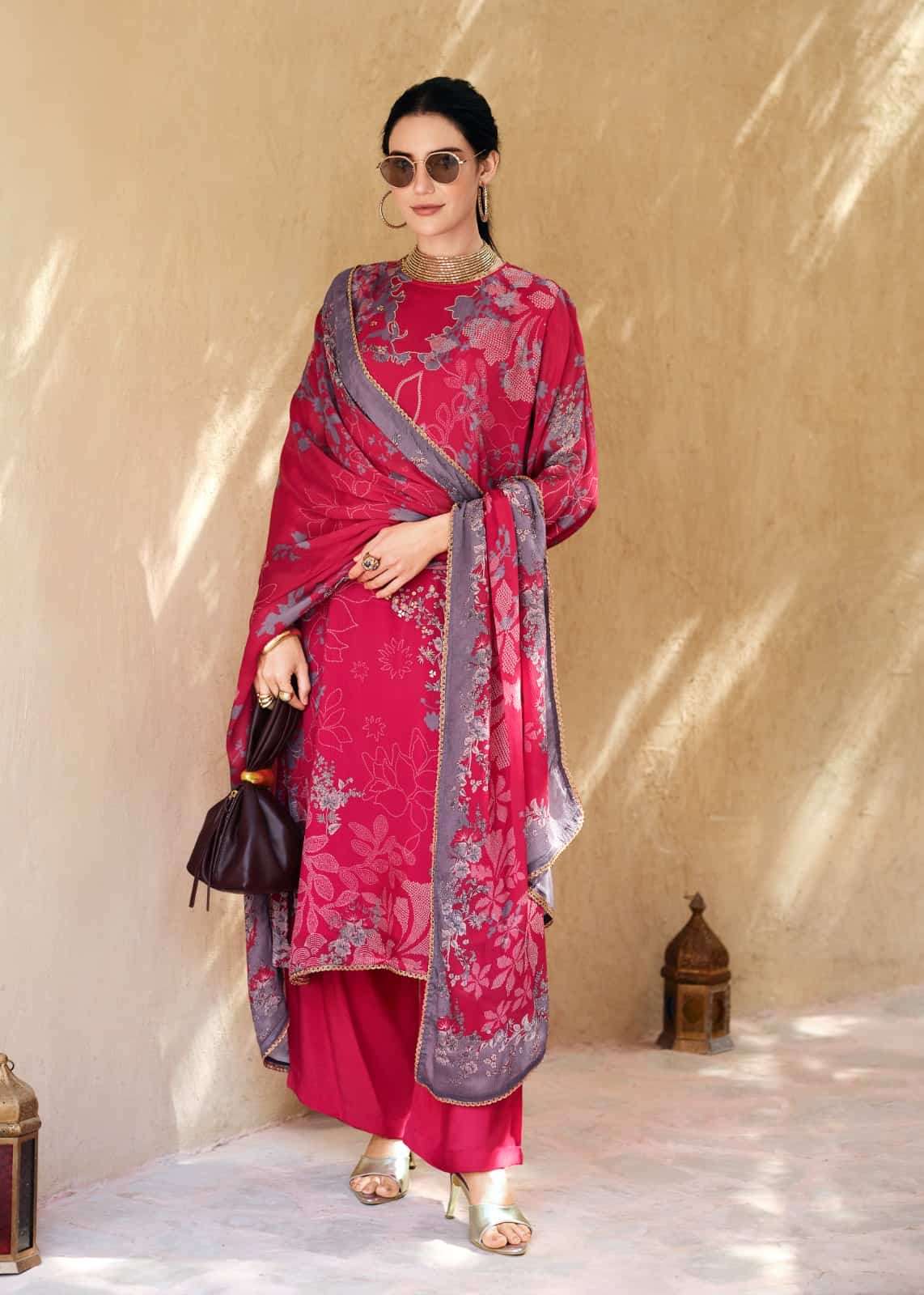 Sanaz Rang Rhapsody Viscose Chinon Dress Material - Amrah Wholesale