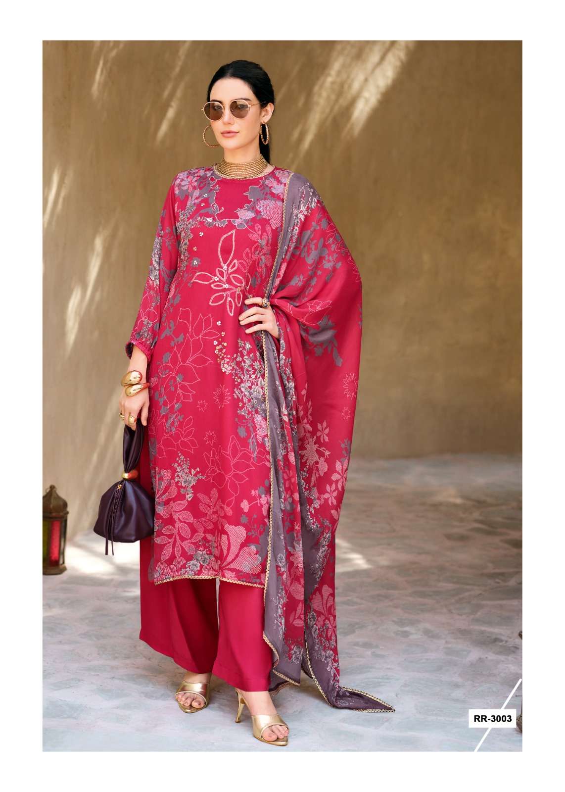 Sanaz Rang Rhapsody Viscose Chinon Dress Material - Amrah Wholesale