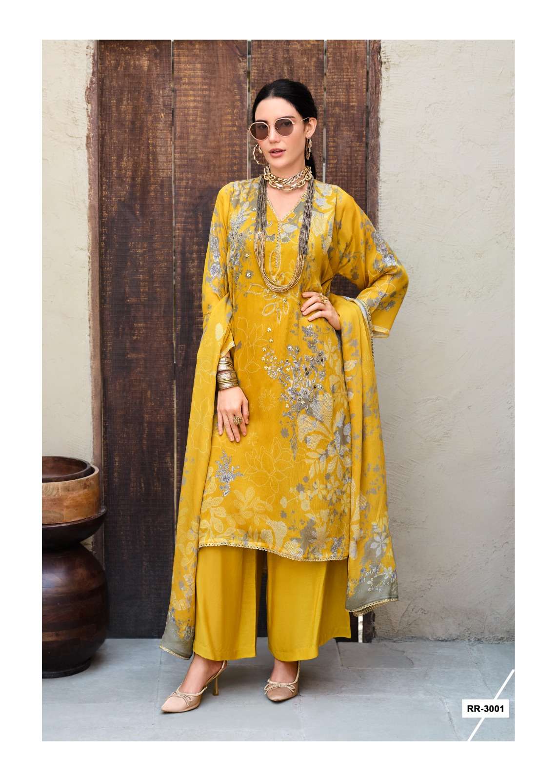 Sanaz Rang Rhapsody Viscose Chinon Dress Material - Amrah Wholesale