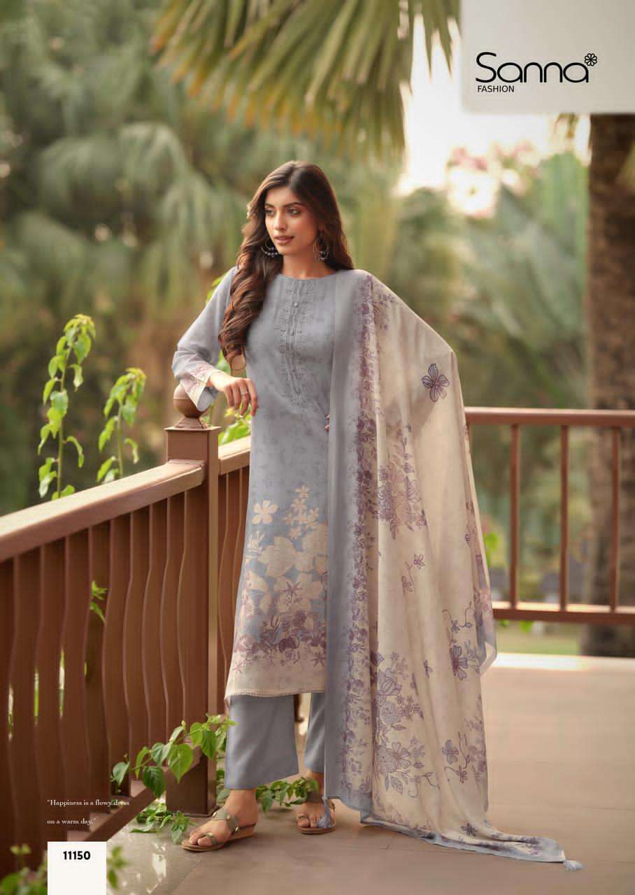 Sanna Fashion Safira Pure Hanp Linen Digital Print Dress Material - Amrah Wholesale