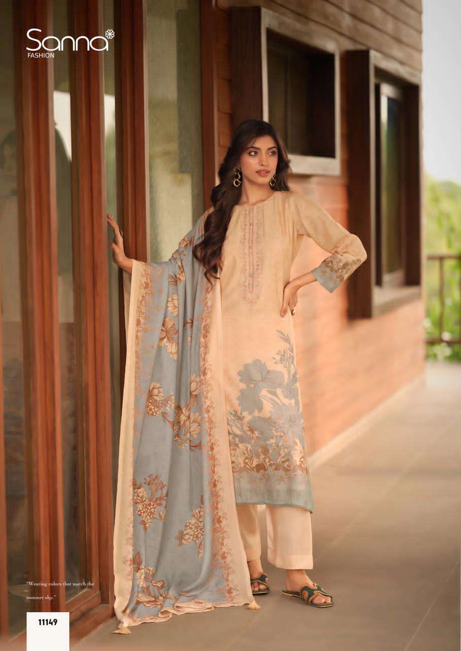 Sanna Fashion Safira Pure Hanp Linen Digital Print Dress Material - Amrah Wholesale