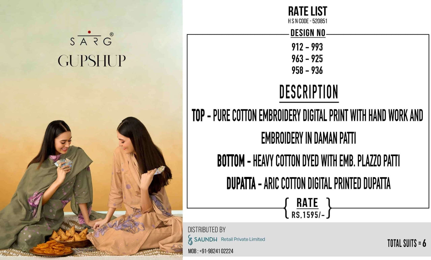 Sarg Gupshup Pure Cotton Dress Material - Amrah Wholesale