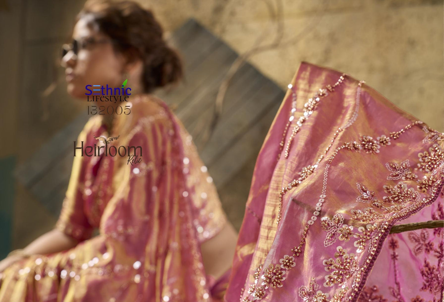 Sethnic Lifestyle Heirloom Relic Velvet Satin Designer Saree Wholesale