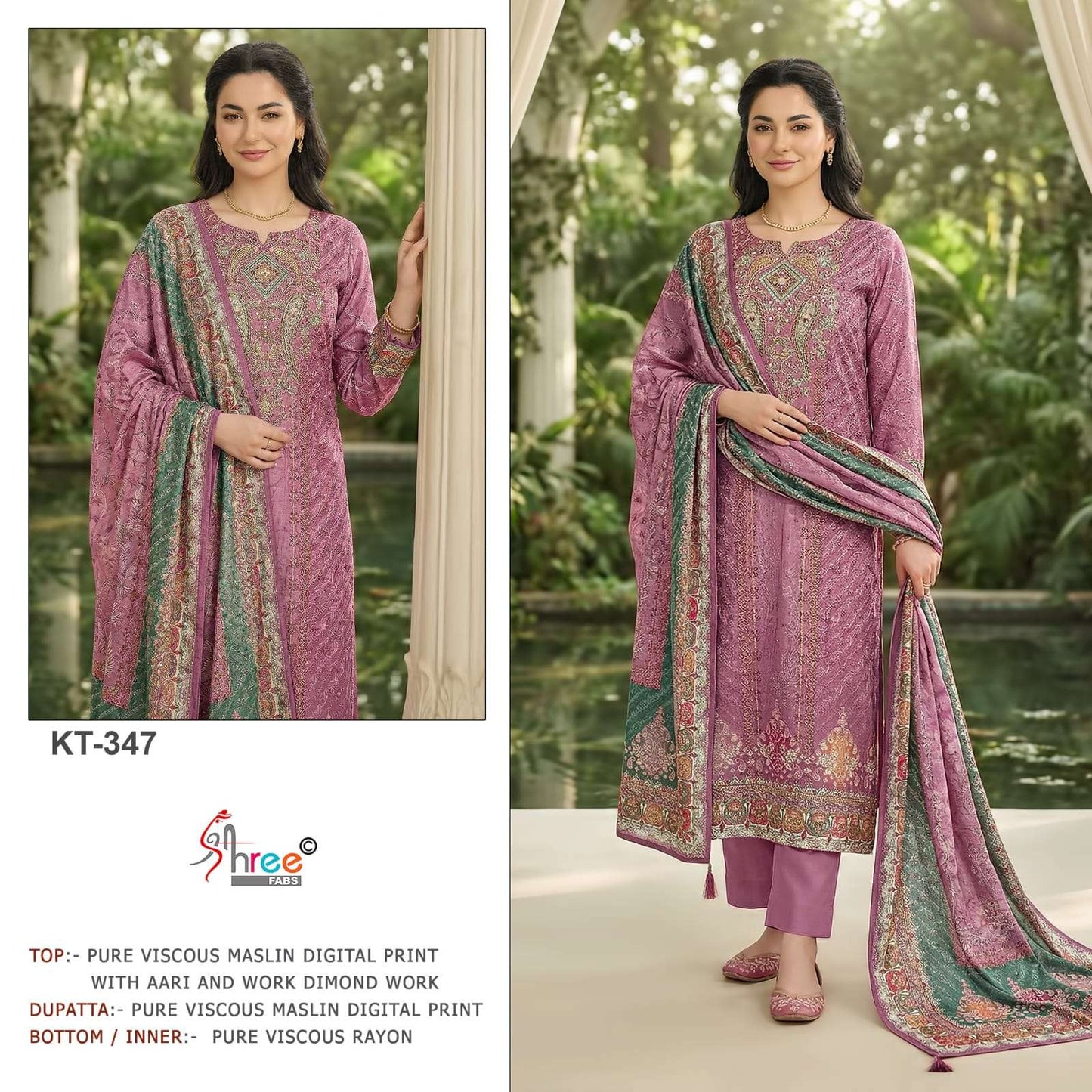 SHREE FAB KT - 347 Viscose Muslin Pakistani Suit Wholesale Surat India - Amrah Wholesale
