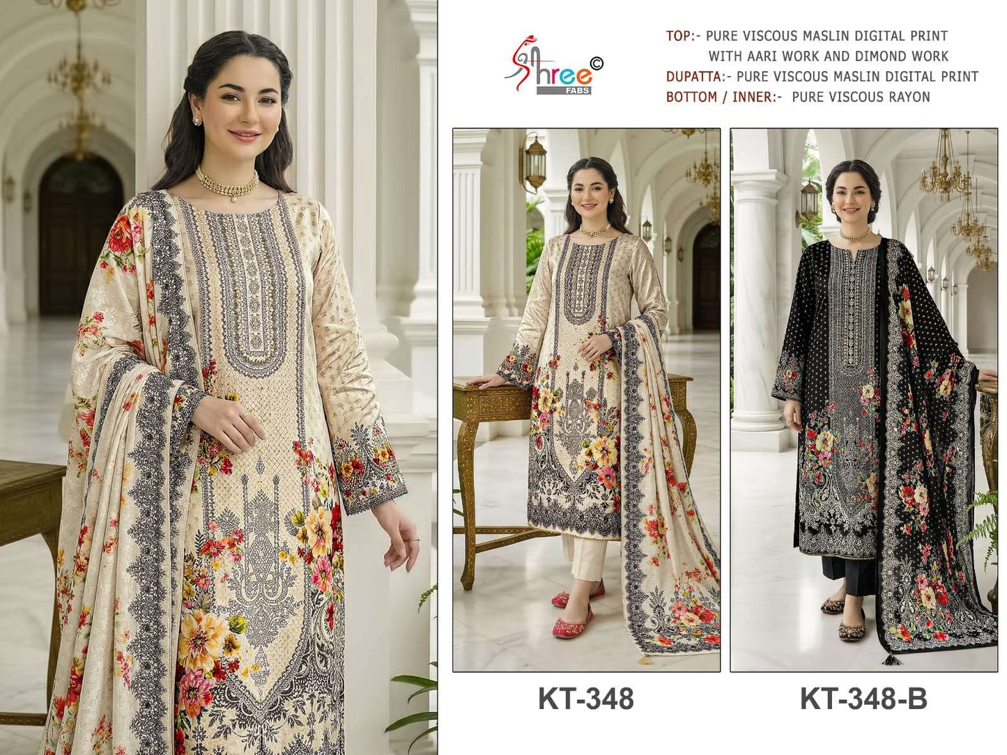 SHREE FAB KT - 348 Viscose Muslin Pakistani Suit Wholesale Surat India - Amrah Wholesale