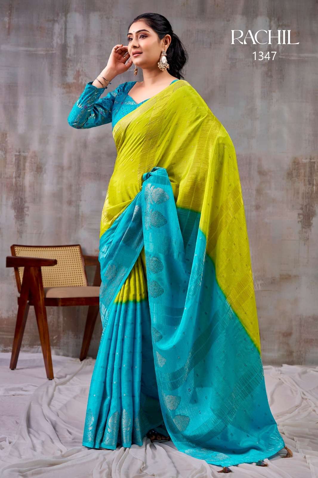 SR RACHIL 1343 - 1350 Chinon Saree Wholesale Surat India - Amrah Wholesale
