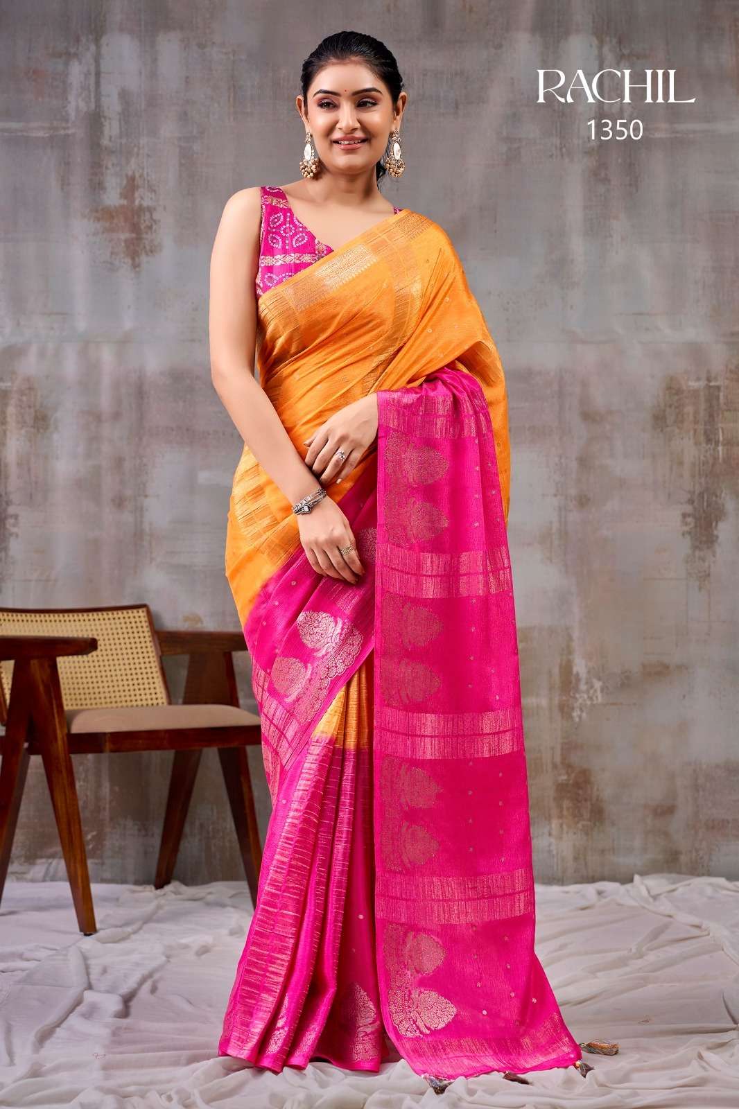 SR RACHIL 1343 - 1350 Chinon Saree Wholesale Surat India - Amrah Wholesale