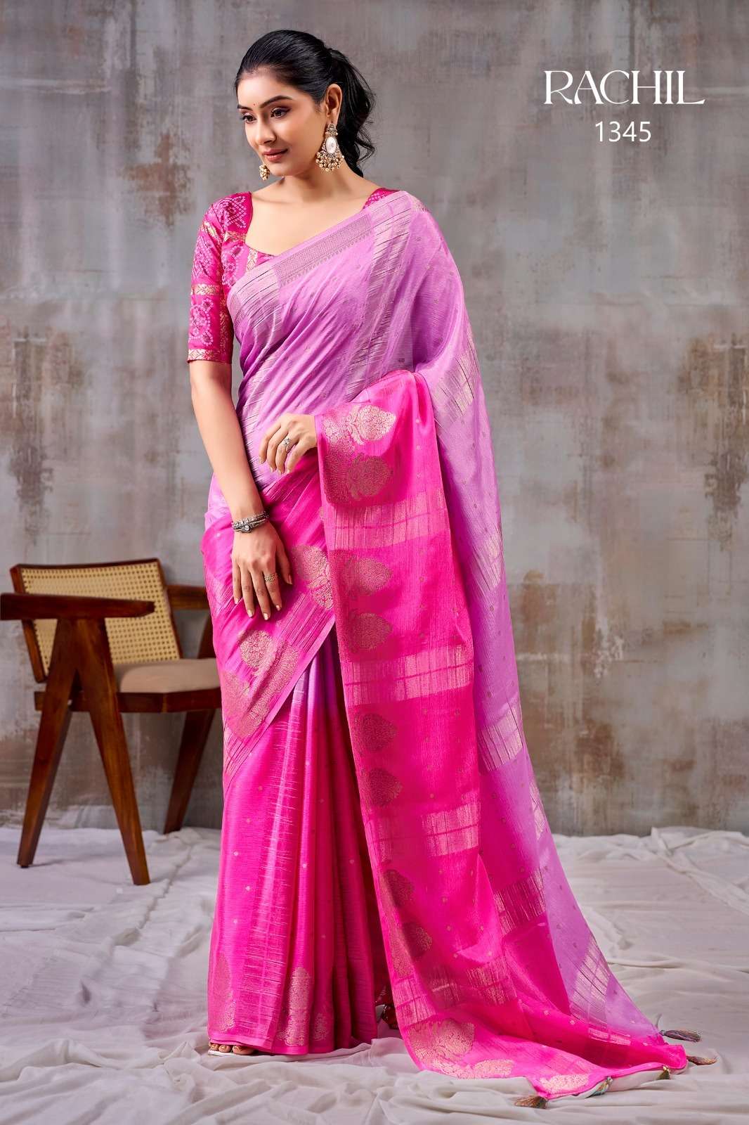 SR RACHIL 1343 - 1350 Chinon Saree Wholesale Surat India - Amrah Wholesale
