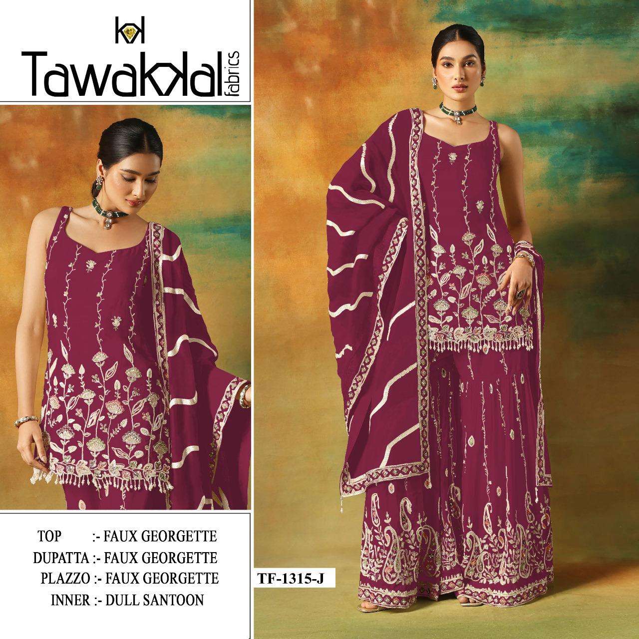 TAWAKKAL 1315 Faux Georgette Pakistani Suit Collection