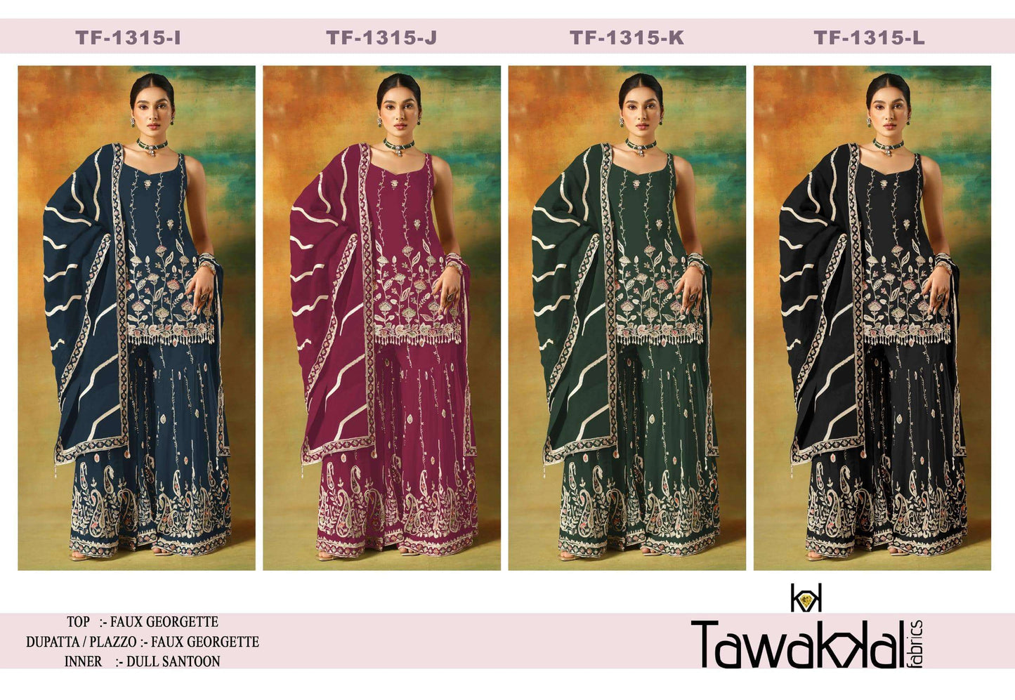 TAWAKKAL 1315 Faux Georgette Pakistani Suit Collection