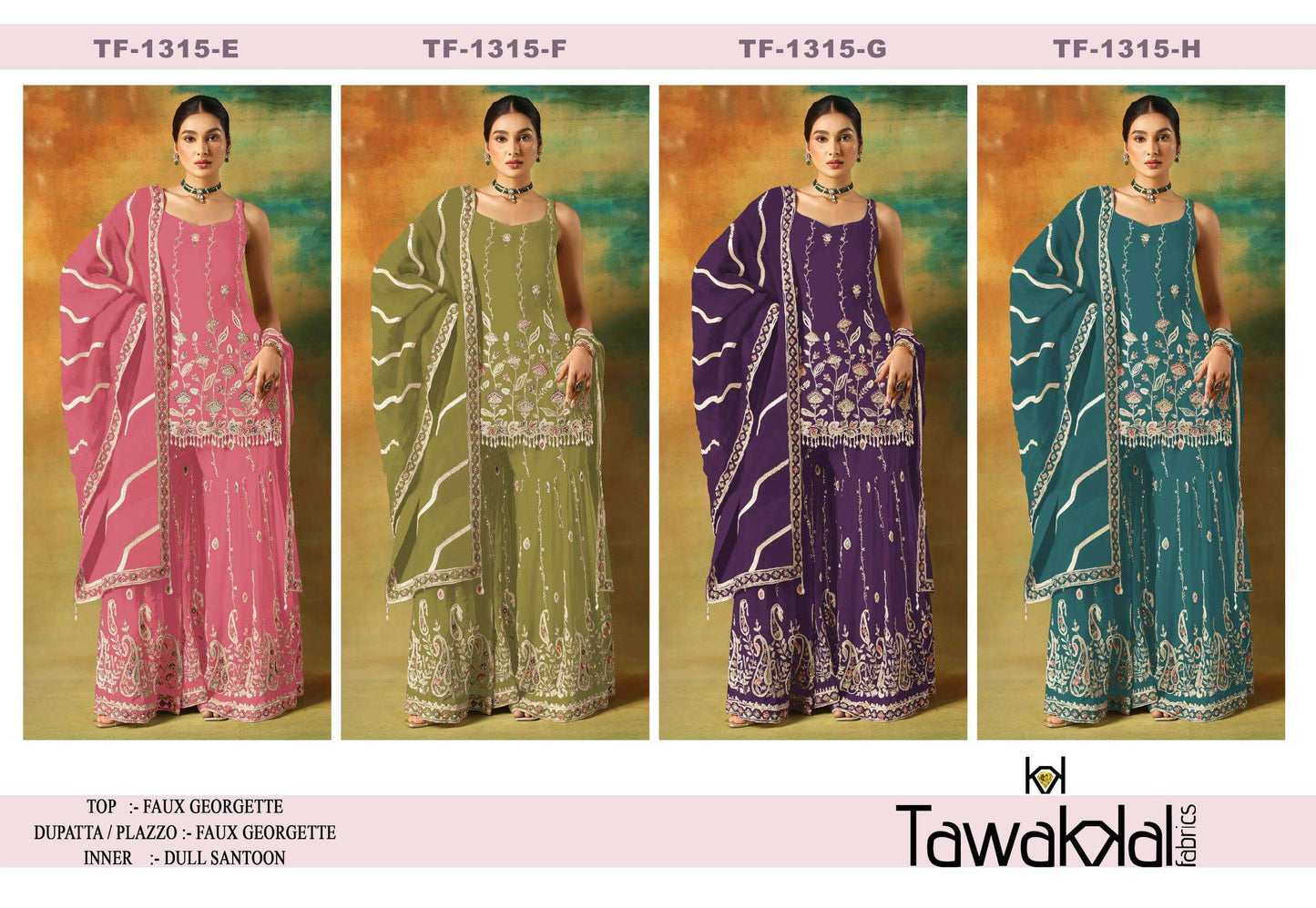 TAWAKKAL 1315 Faux Georgette Pakistani Suit Collection