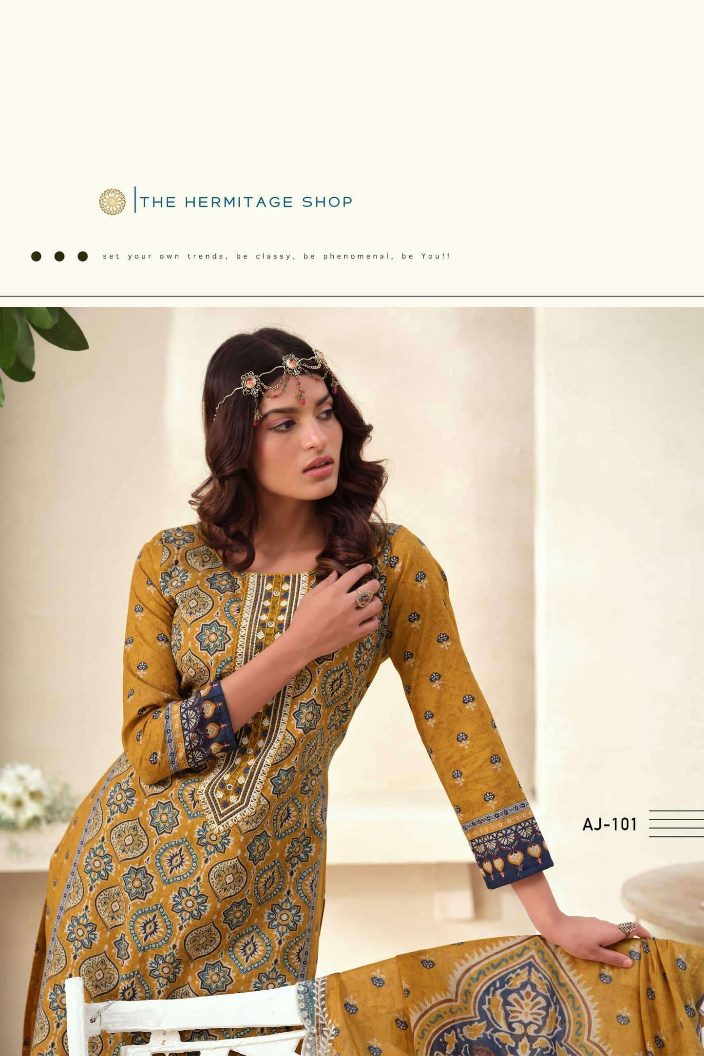 The Hermitage Ajrakh Vol 1 Lawn Cotton Dress Material